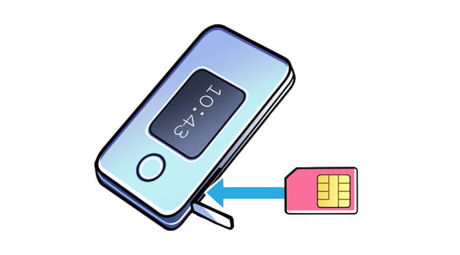 格安SIMをモバイルルーターに挿入解説イラスト